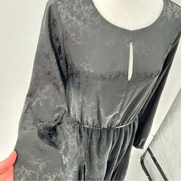 Emma & Michele Long Sleeve Tree Branch Design Black Midi Dress Size Medium - Picture 3 of 13